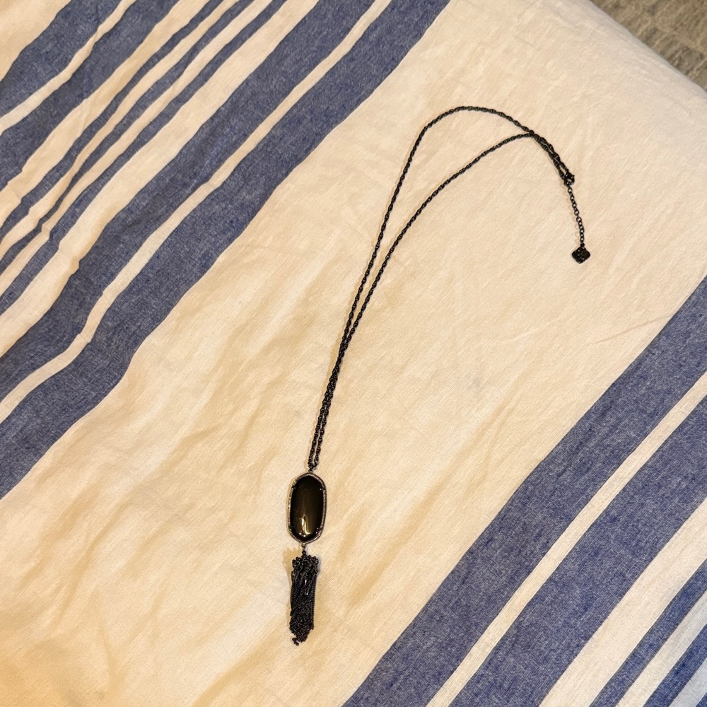 Long Black Kendra Scott Pendant Necklace with Tassel